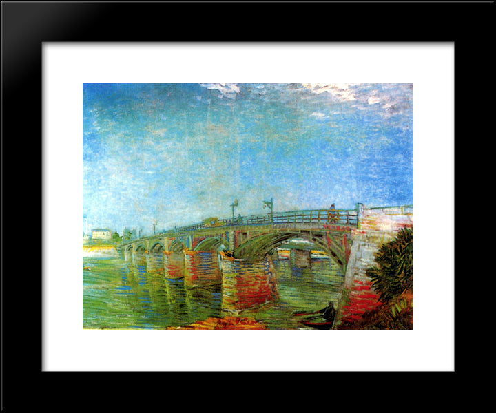 The Seine Bridge At Asnieres 20x24 Black Modern Wood Framed Art Print Poster by Van Gogh, Vincent