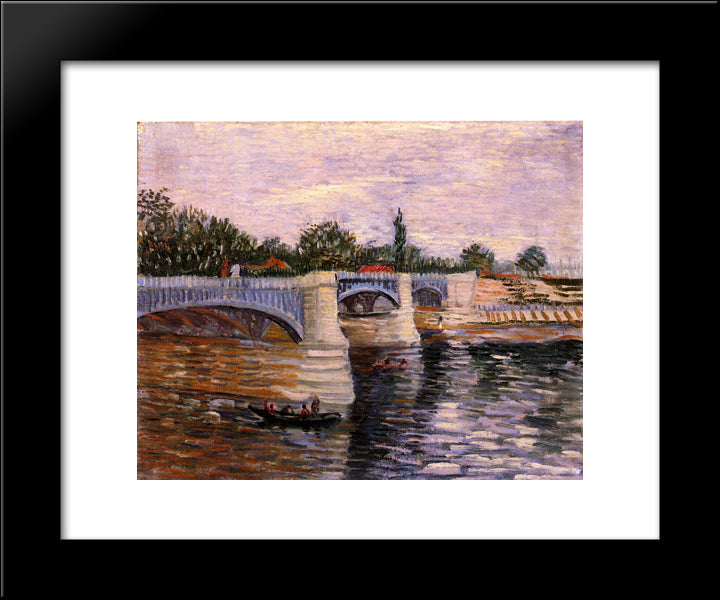 The Seine With The Pont De La Grande Jette 20x24 Black Modern Wood Framed Art Print Poster by Van Gogh, Vincent