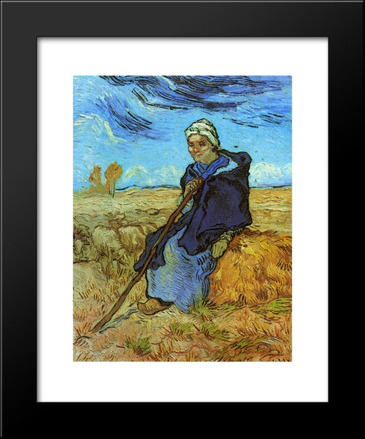 The Shepherdess (After Millet) 20x24 Black Modern Wood Framed Art Print Poster by Van Gogh, Vincent