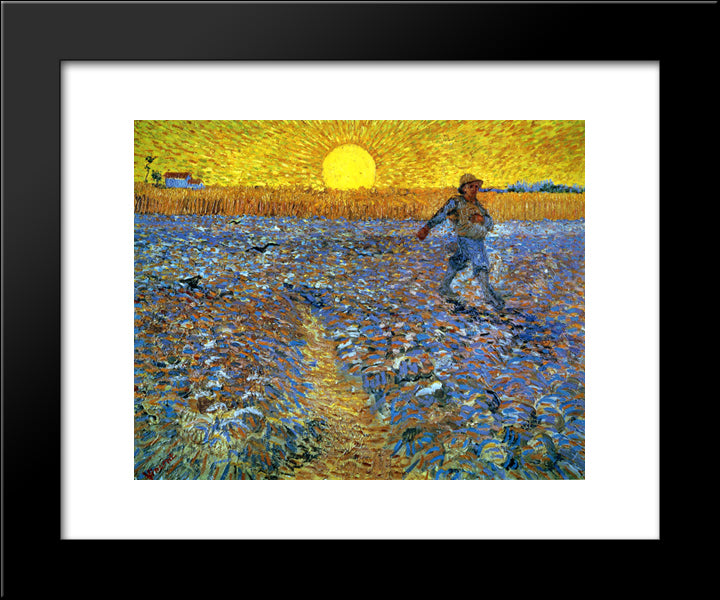 The Sower (Sower With Setting Sun) 20x24 Black Modern Wood Framed Art Print Poster by Van Gogh, Vincent