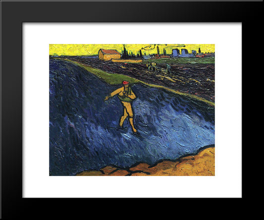 The Sower Outskirts Of Arles In The Background 20x24 Black Modern Wood Framed Art Print Poster by Van Gogh, Vincent