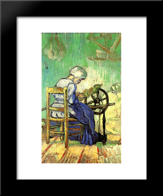 The Spinner (After Millet) 20x24 Black Modern Wood Framed Art Print Poster by Van Gogh, Vincent