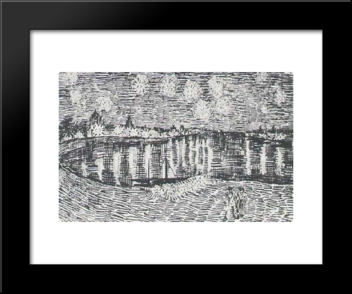The Starry Night 20x24 Black Modern Wood Framed Art Print Poster by Van Gogh, Vincent