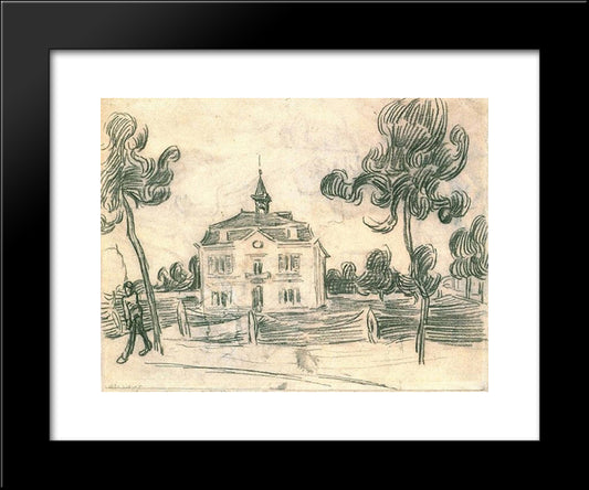 The Town Hall At Auvers 20x24 Black Modern Wood Framed Art Print Poster by Van Gogh, Vincent