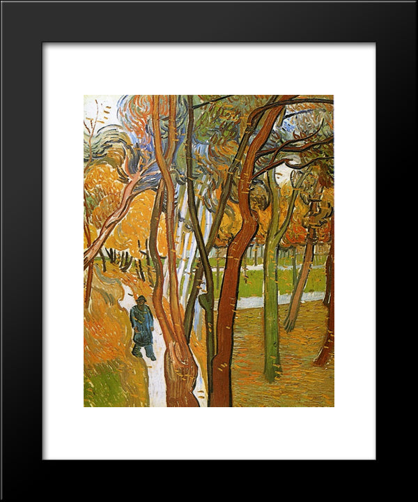 The Walk - Falling Leaves 20x24 Black Modern Wood Framed Art Print Poster by Van Gogh, Vincent