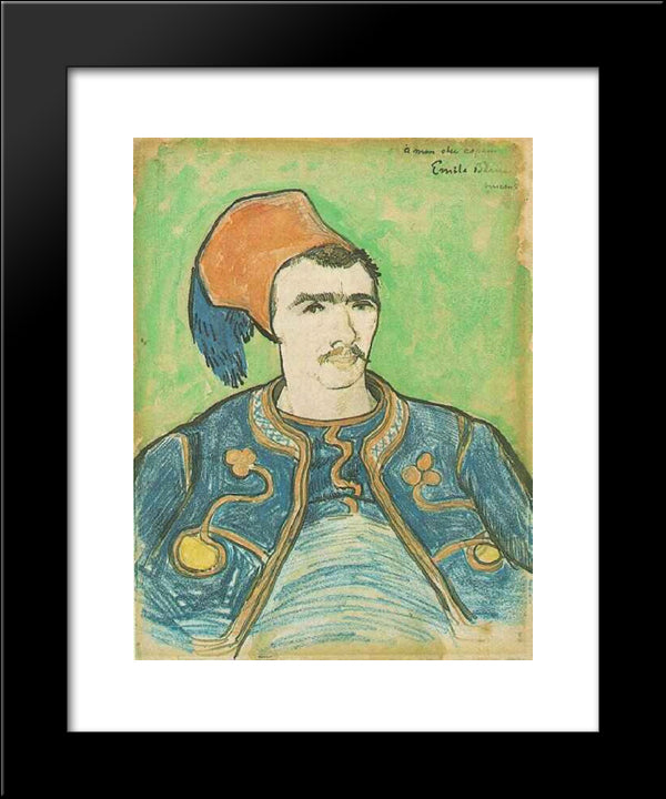 The Zouave Half Length 20x24 Black Modern Wood Framed Art Print Poster by Van Gogh, Vincent