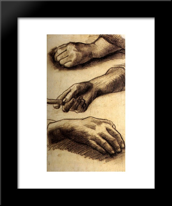 Three Hands 20x24 Black Modern Wood Framed Art Print Poster by Van Gogh, Vincent