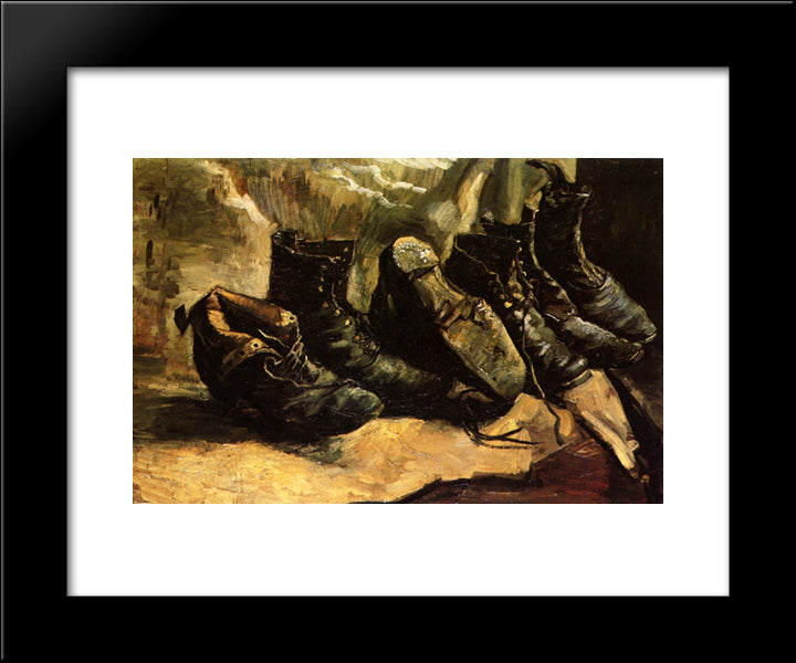 Three Pairs Of Shoes 20x24 Black Modern Wood Framed Art Print Poster by Van Gogh, Vincent