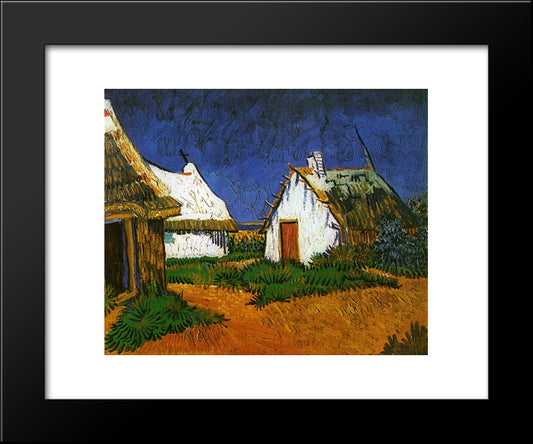 Three White Cottages In Saintes-Maries 20x24 Black Modern Wood Framed Art Print Poster by Van Gogh, Vincent