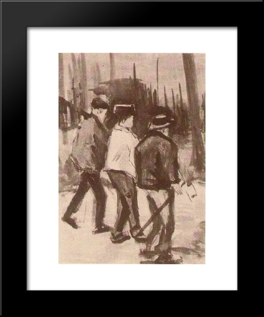 Three Woodcutters Walking 20x24 Black Modern Wood Framed Art Print Poster by Van Gogh, Vincent