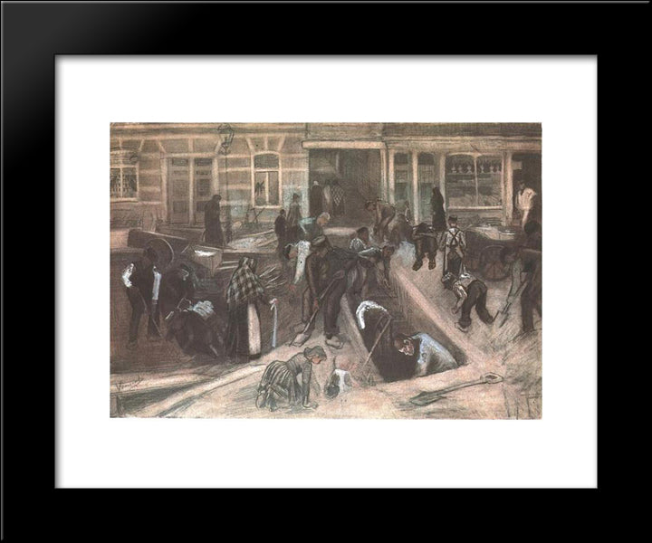 Torn-Up Street With Diggers 20x24 Black Modern Wood Framed Art Print Poster by Van Gogh, Vincent