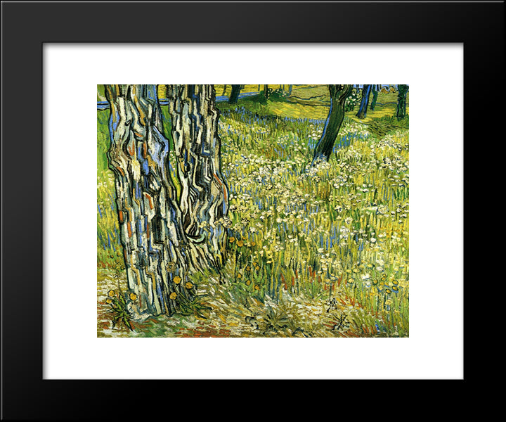 Tree Trunks In The Grass 20x24 Black Modern Wood Framed Art Print Poster by Van Gogh, Vincent