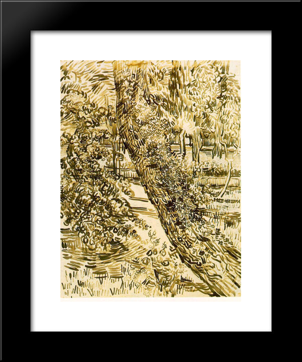 Tree With Ivy In The Asylum Garden 20x24 Black Modern Wood Framed Art Print Poster by Van Gogh, Vincent