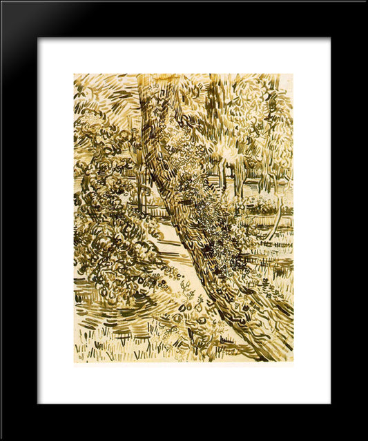 Tree With Ivy In The Asylum Garden 20x24 Black Modern Wood Framed Art Print Poster by Van Gogh, Vincent