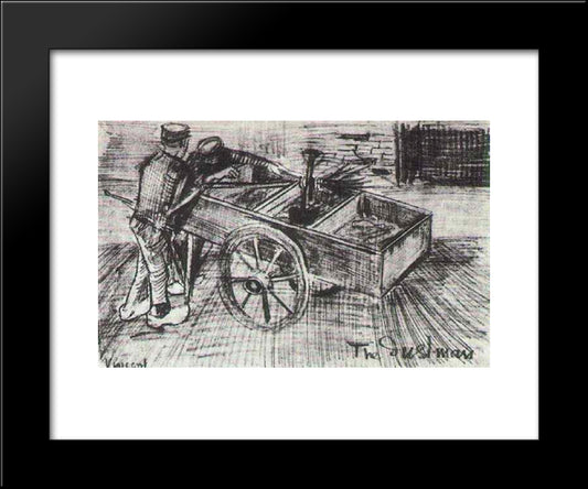 Two Boys Near A Cart 20x24 Black Modern Wood Framed Art Print Poster by Van Gogh, Vincent