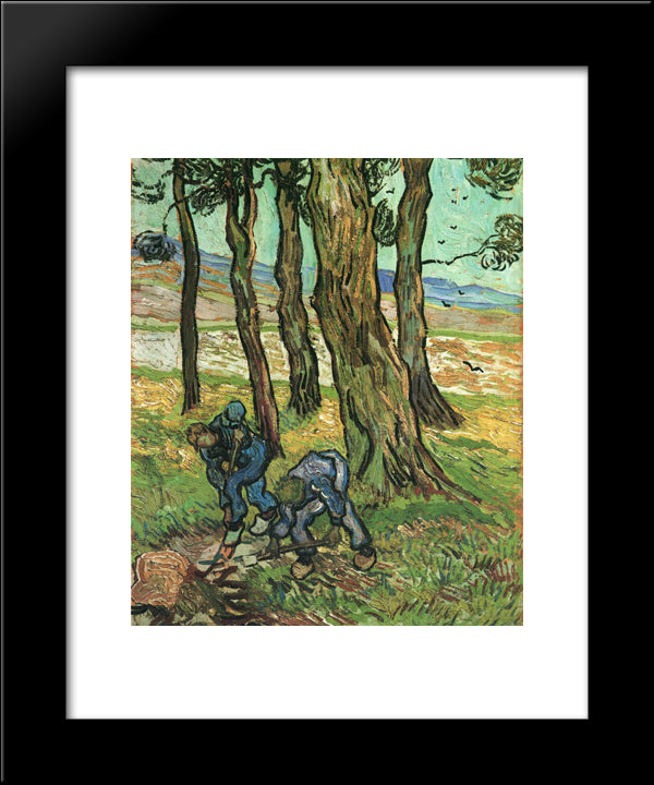 Two Diggers Among Trees 20x24 Black Modern Wood Framed Art Print Poster by Van Gogh, Vincent