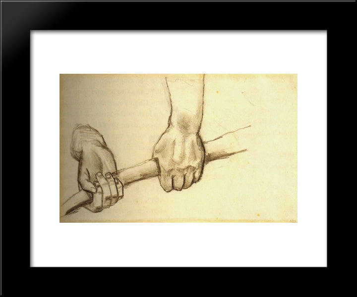 Two Hands With A Stick 20x24 Black Modern Wood Framed Art Print Poster by Van Gogh, Vincent