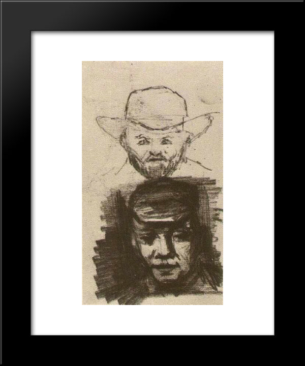 Two Heads Man With Beard And Hat Peasant With Cap 20x24 Black Modern Wood Framed Art Print Poster by Van Gogh, Vincent