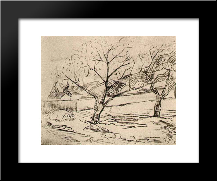 Two Trees 20x24 Black Modern Wood Framed Art Print Poster by Van Gogh, Vincent
