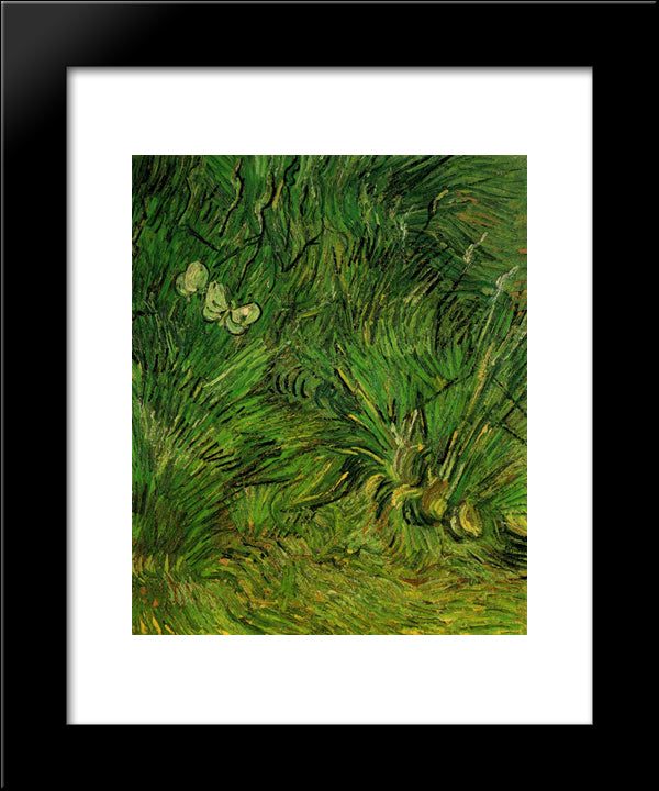 Two White Butterflies 20x24 Black Modern Wood Framed Art Print Poster by Van Gogh, Vincent