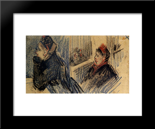 Two Women In A Balcony Box 20x24 Black Modern Wood Framed Art Print Poster by Van Gogh, Vincent