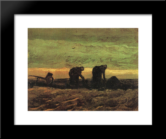 Two Women In The Moor 20x24 Black Modern Wood Framed Art Print Poster by Van Gogh, Vincent