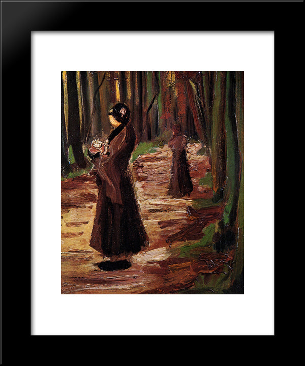 Two Women In The Woods 20x24 Black Modern Wood Framed Art Print Poster by Van Gogh, Vincent