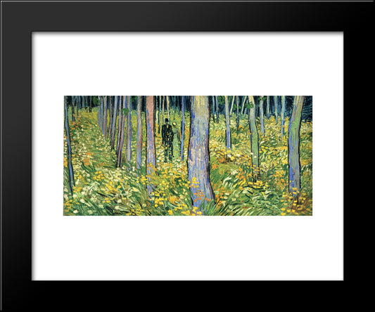 Undergrowth With Two Figures 20x24 Black Modern Wood Framed Art Print Poster by Van Gogh, Vincent