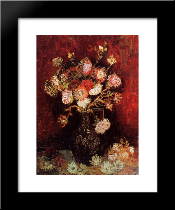 Vase With Asters And Phlox 20x24 Black Modern Wood Framed Art Print Poster by Van Gogh, Vincent