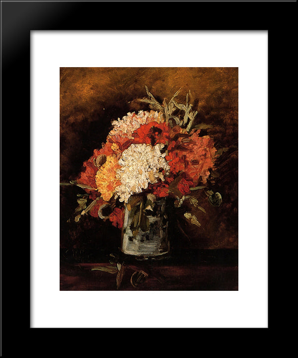 Vase With Carnations 20x24 Black Modern Wood Framed Art Print Poster by Van Gogh, Vincent