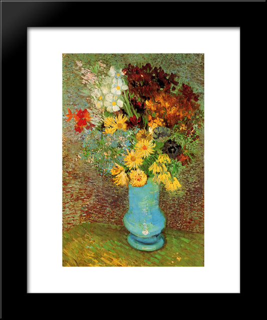 Vase With Daisies And Anemones 20x24 Black Modern Wood Framed Art Print Poster by Van Gogh, Vincent