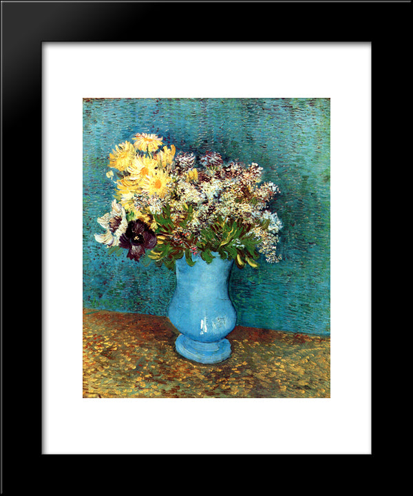 Vase With Flieder, Margerites Und Anemones 20x24 Black Modern Wood Framed Art Print Poster by Van Gogh, Vincent