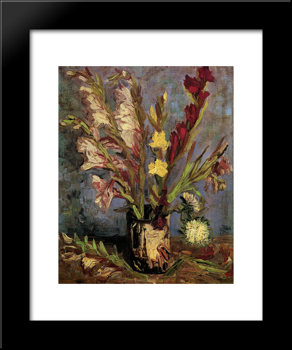 Vase With Gladioli 20x24 Black Modern Wood Framed Art Print Poster by Van Gogh, Vincent