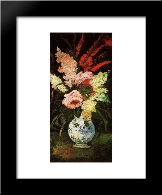 Vase With Gladioli And Lilac 20x24 Black Modern Wood Framed Art Print Poster by Van Gogh, Vincent