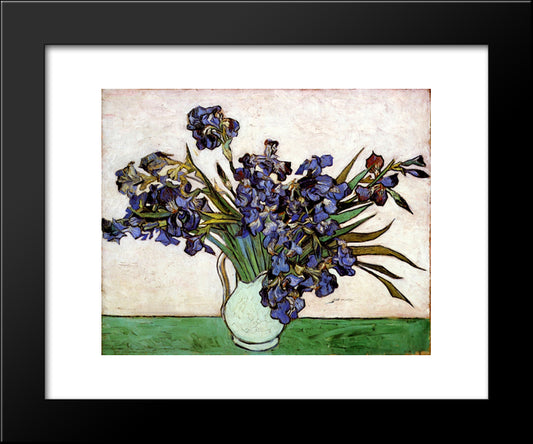 Vase With Irises 20x24 Black Modern Wood Framed Art Print Poster by Van Gogh, Vincent