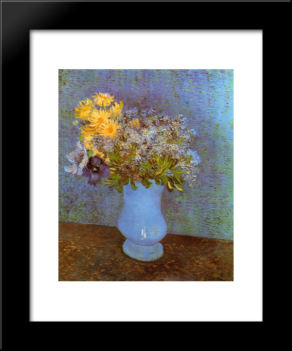 Vase With Lilacs, Daisies And Anemones 20x24 Black Modern Wood Framed Art Print Poster by Van Gogh, Vincent