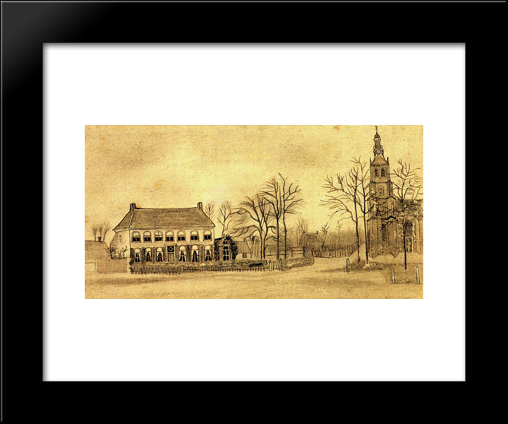 Vicarage And Church At Etten 20x24 Black Modern Wood Framed Art Print Poster by Van Gogh, Vincent