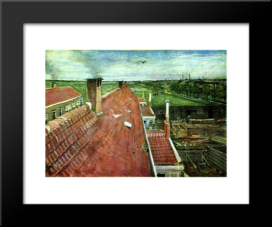 View From The Window Of Vincent'S Studio In Winter 20x24 Black Modern Wood Framed Art Print Poster by Van Gogh, Vincent