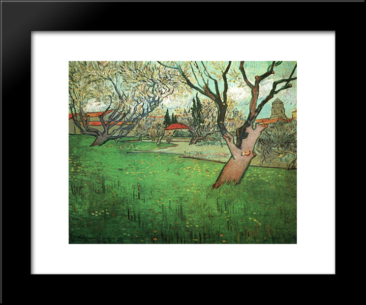 View Of Arles With Trees In Blossom 20x24 Black Modern Wood Framed Art Print Poster by Van Gogh, Vincent