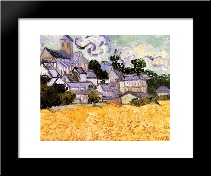 View Of Auvers With Church 20x24 Black Modern Wood Framed Art Print Poster by Van Gogh, Vincent
