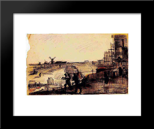 View Of Montmartre 20x24 Black Modern Wood Framed Art Print Poster by Van Gogh, Vincent
