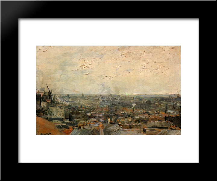 View Of Paris From Montmartre 20x24 Black Modern Wood Framed Art Print Poster by Van Gogh, Vincent