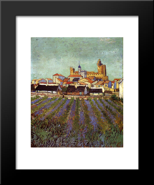 View Of Saintes-Maries 20x24 Black Modern Wood Framed Art Print Poster by Van Gogh, Vincent