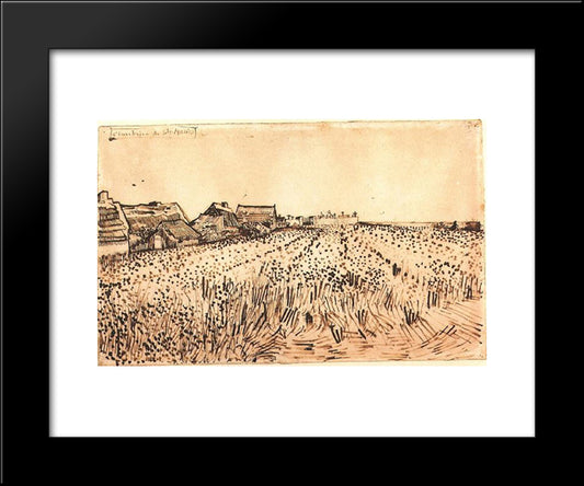 View Of Saintes-Maries With Cemetery 20x24 Black Modern Wood Framed Art Print Poster by Van Gogh, Vincent