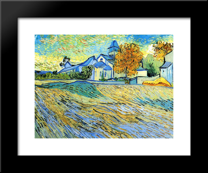 View Of The Church Of Saint-Paul-De-Mausole 20x24 Black Modern Wood Framed Art Print Poster by Van Gogh, Vincent