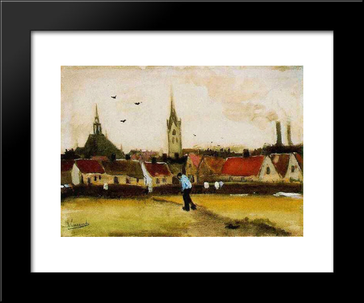 View Of The Hague With The New Church 20x24 Black Modern Wood Framed Art Print Poster by Van Gogh, Vincent