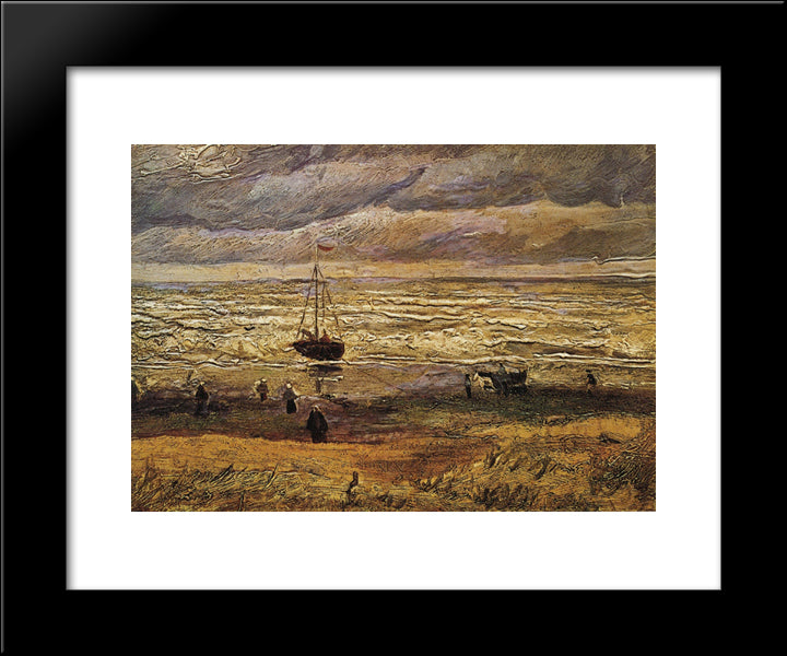 View Of The Sea At Scheveningen 20x24 Black Modern Wood Framed Art Print Poster by Van Gogh, Vincent