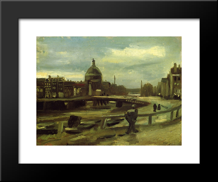 View On The Singel In Amsterdam 20x24 Black Modern Wood Framed Art Print Poster by Van Gogh, Vincent