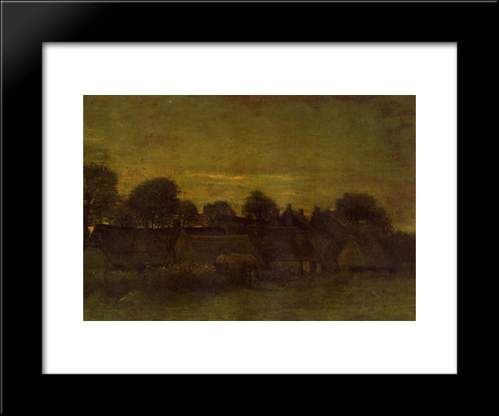 Village At Sunset 20x24 Black Modern Wood Framed Art Print Poster by Van Gogh, Vincent