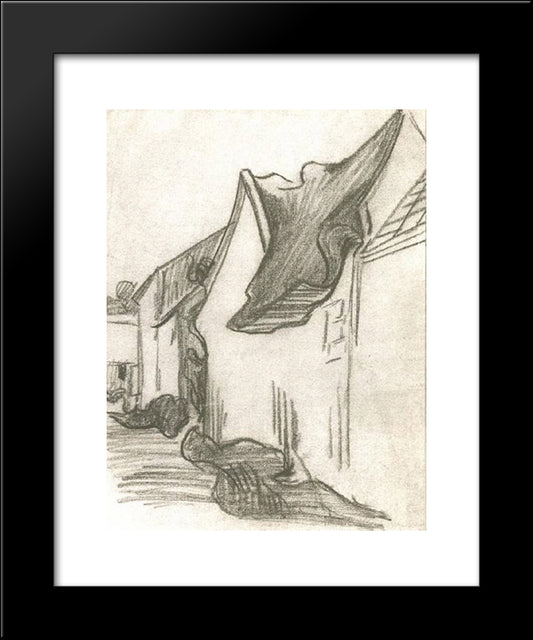 Village Street, Sketch 20x24 Black Modern Wood Framed Art Print Poster by Van Gogh, Vincent